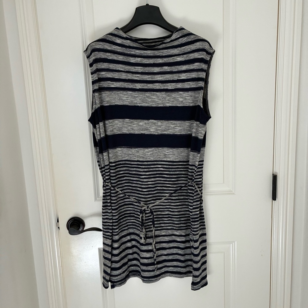 Anthropologie Dolan Navy and Gray Striped Mini Dress/Cover-up